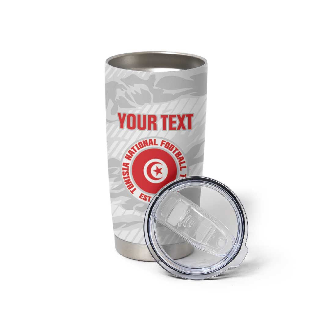 Custom Tunisia Football Tumbler Cup 2026 Eagles of Carthage White Grunge - African Pride