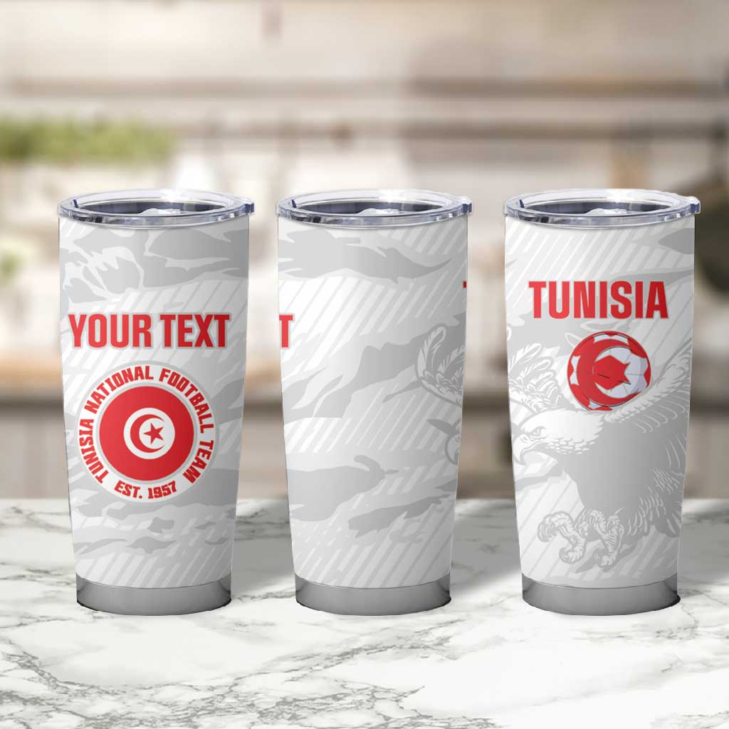 Custom Tunisia Football Tumbler Cup 2026 Eagles of Carthage White Grunge - African Pride