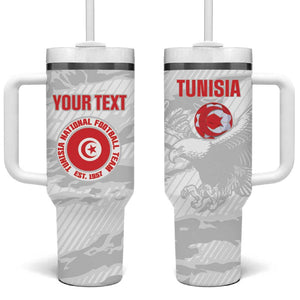 Custom Tunisia Football Tumbler With Handle 2026 Eagles of Carthage White Grunge - African Pride