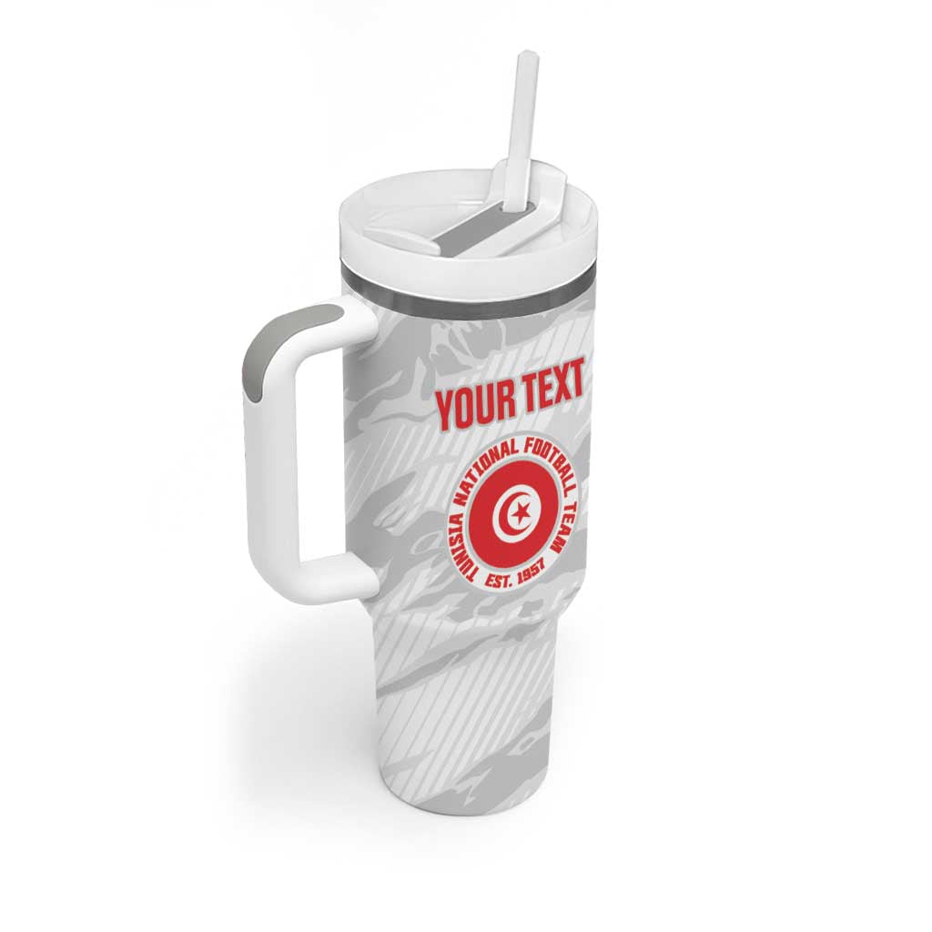 Custom Tunisia Football Tumbler With Handle 2026 Eagles of Carthage White Grunge - African Pride
