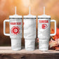 Custom Tunisia Football Tumbler With Handle 2026 Eagles of Carthage White Grunge - African Pride