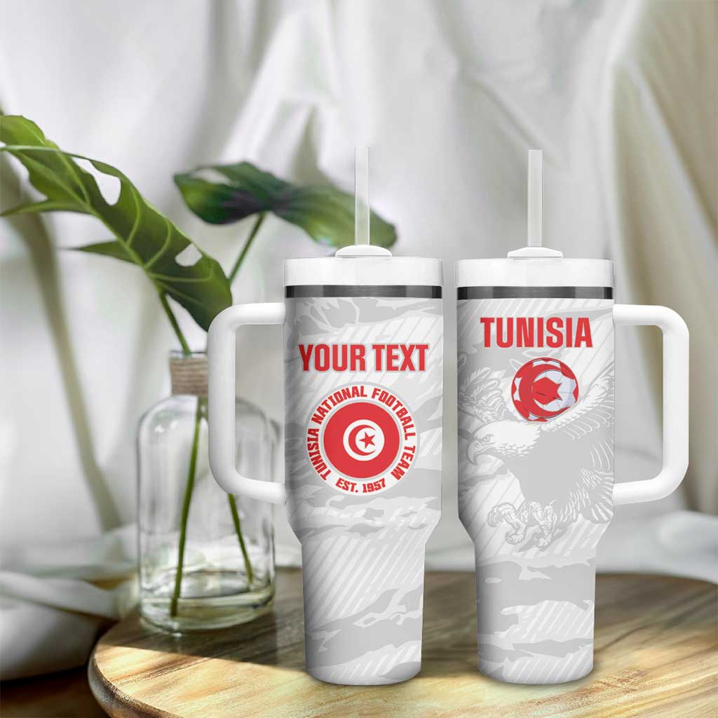 Custom Tunisia Football Tumbler With Handle 2026 Eagles of Carthage White Grunge - African Pride