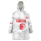 Custom Tunisia Football Wearable Blanket Hoodie 2026 Eagles of Carthage White Grunge - African Pride