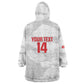 Custom Tunisia Football Wearable Blanket Hoodie 2026 Eagles of Carthage White Grunge - African Pride