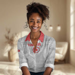 Custom Tunisia Football Women Casual Shirt 2026 Eagles of Carthage White Grunge - African Pride
