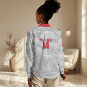 Custom Tunisia Football Women Casual Shirt 2026 Eagles of Carthage White Grunge - African Pride