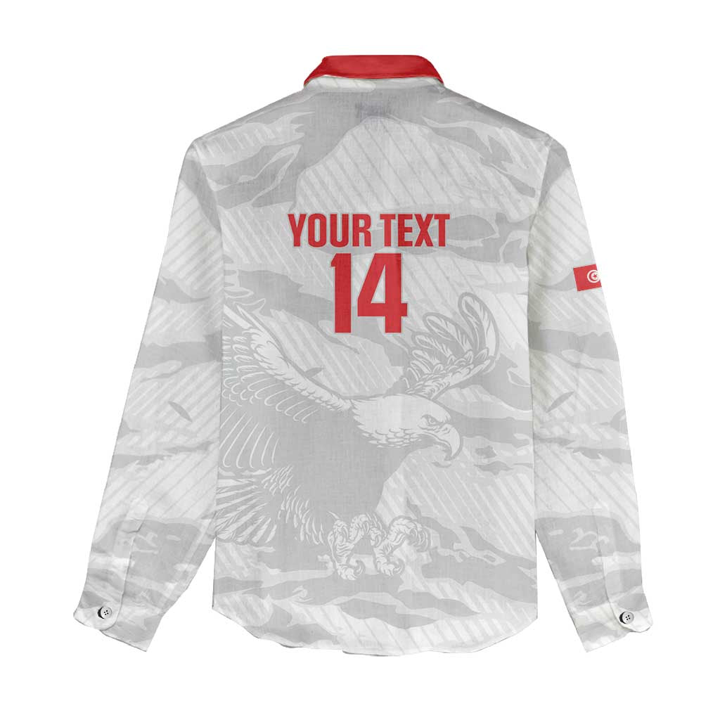 Custom Tunisia Football Women Casual Shirt 2026 Eagles of Carthage White Grunge - African Pride