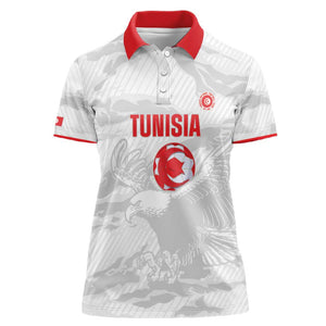 Custom Tunisia Football Women Polo Shirt 2026 Eagles of Carthage White Grunge - African Pride