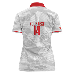 Custom Tunisia Football Women Polo Shirt 2026 Eagles of Carthage White Grunge - African Pride