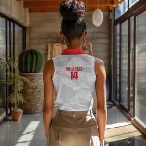 Custom Tunisia Football Women Sleeveless Polo Shirt 2026 Eagles of Carthage White Grunge - African Pride