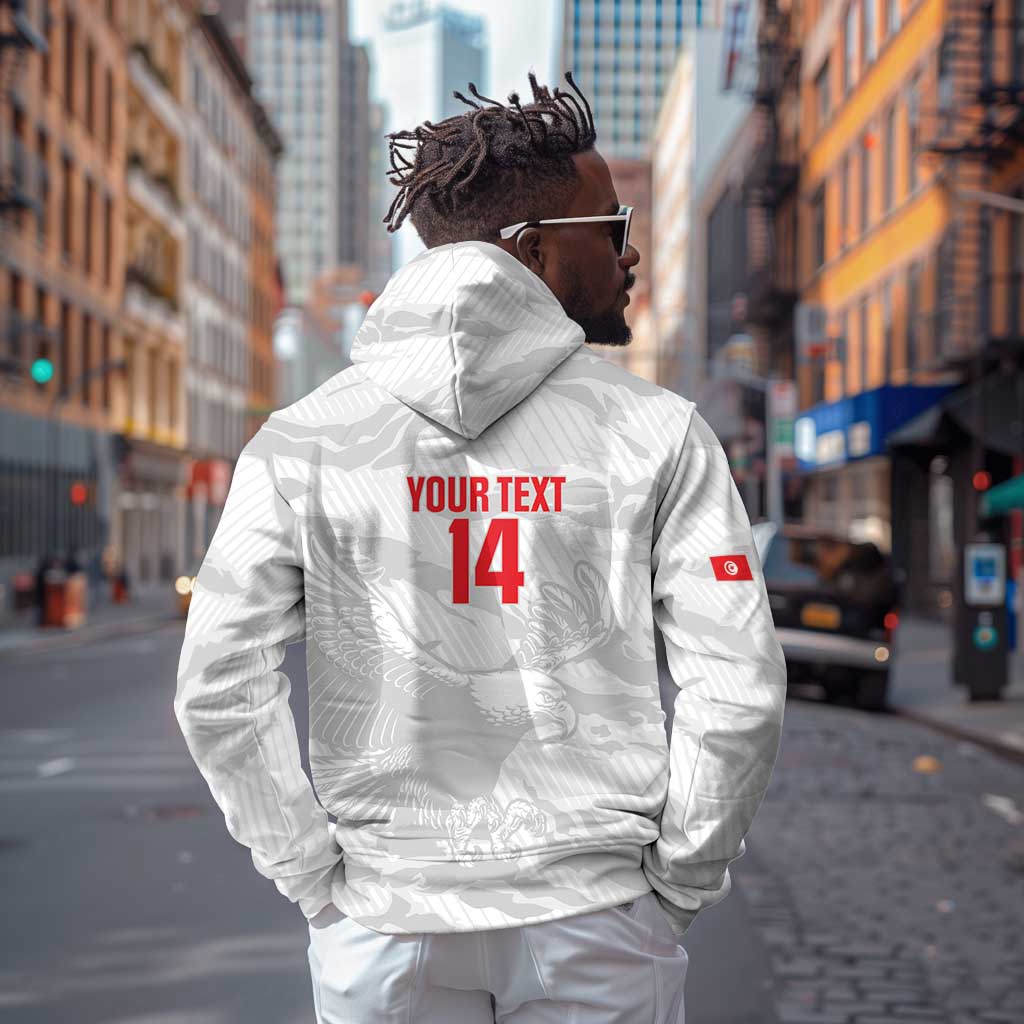 Custom Tunisia Football Zip Hoodie 2026 Eagles of Carthage White Grunge - African Pride