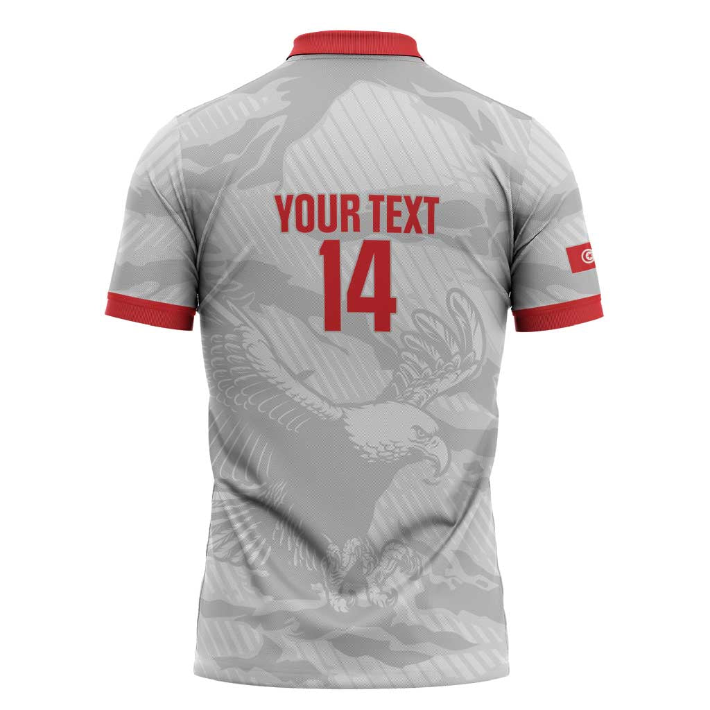Custom Tunisia Football Zipper Polo Shirt 2026 Eagles of Carthage White Grunge - African Pride