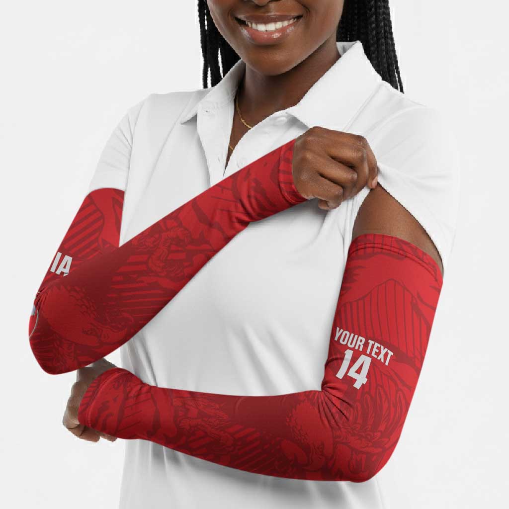 Custom Tunisia Football Arm Sleeves 2026 Eagles of Carthage Red Grunge - African Pride