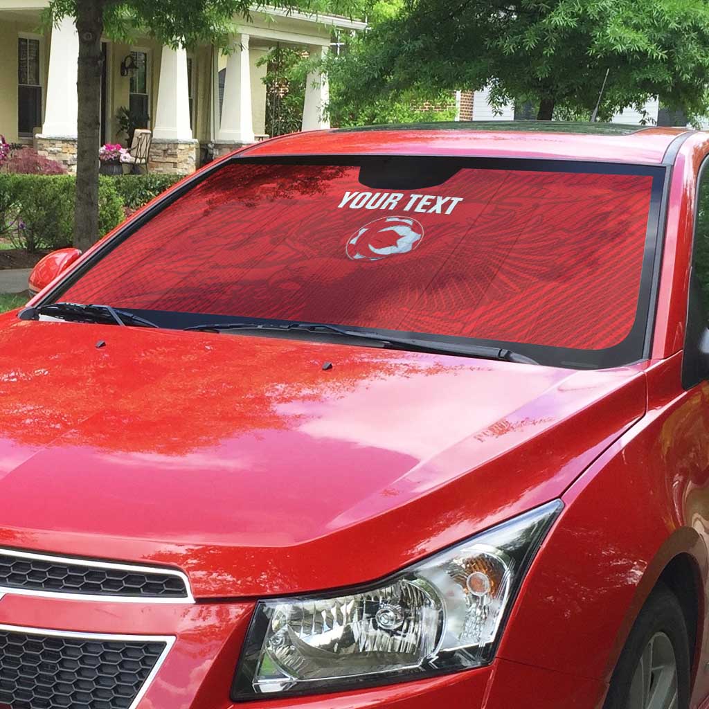 Custom Tunisia Football Auto Sun Shade 2026 Eagles of Carthage Red Grunge - African Pride