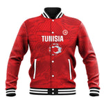 Custom Tunisia Football Baseball Jacket 2026 Eagles of Carthage Red Grunge - African Pride