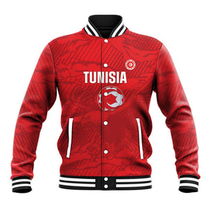 Custom Tunisia Football Baseball Jacket 2026 Eagles of Carthage Red Grunge - African Pride