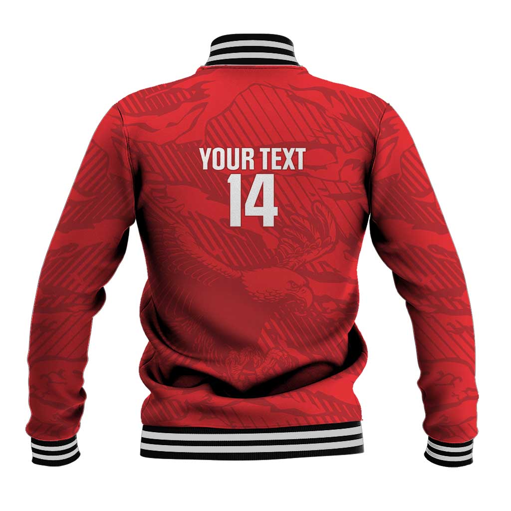 Custom Tunisia Football Baseball Jacket 2026 Eagles of Carthage Red Grunge - African Pride