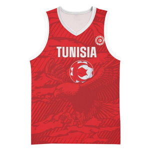 Custom Tunisia Football Basketball Jersey 2026 Eagles of Carthage Red Grunge - African Pride