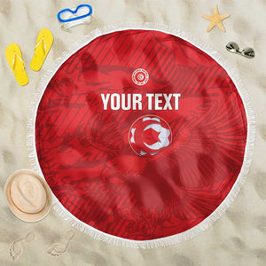 Custom Tunisia Football Beach Blanket 2026 Eagles of Carthage Red Grunge - African Pride