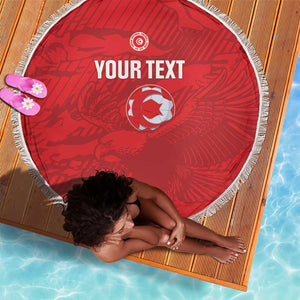 Custom Tunisia Football Beach Blanket 2026 Eagles of Carthage Red Grunge - African Pride