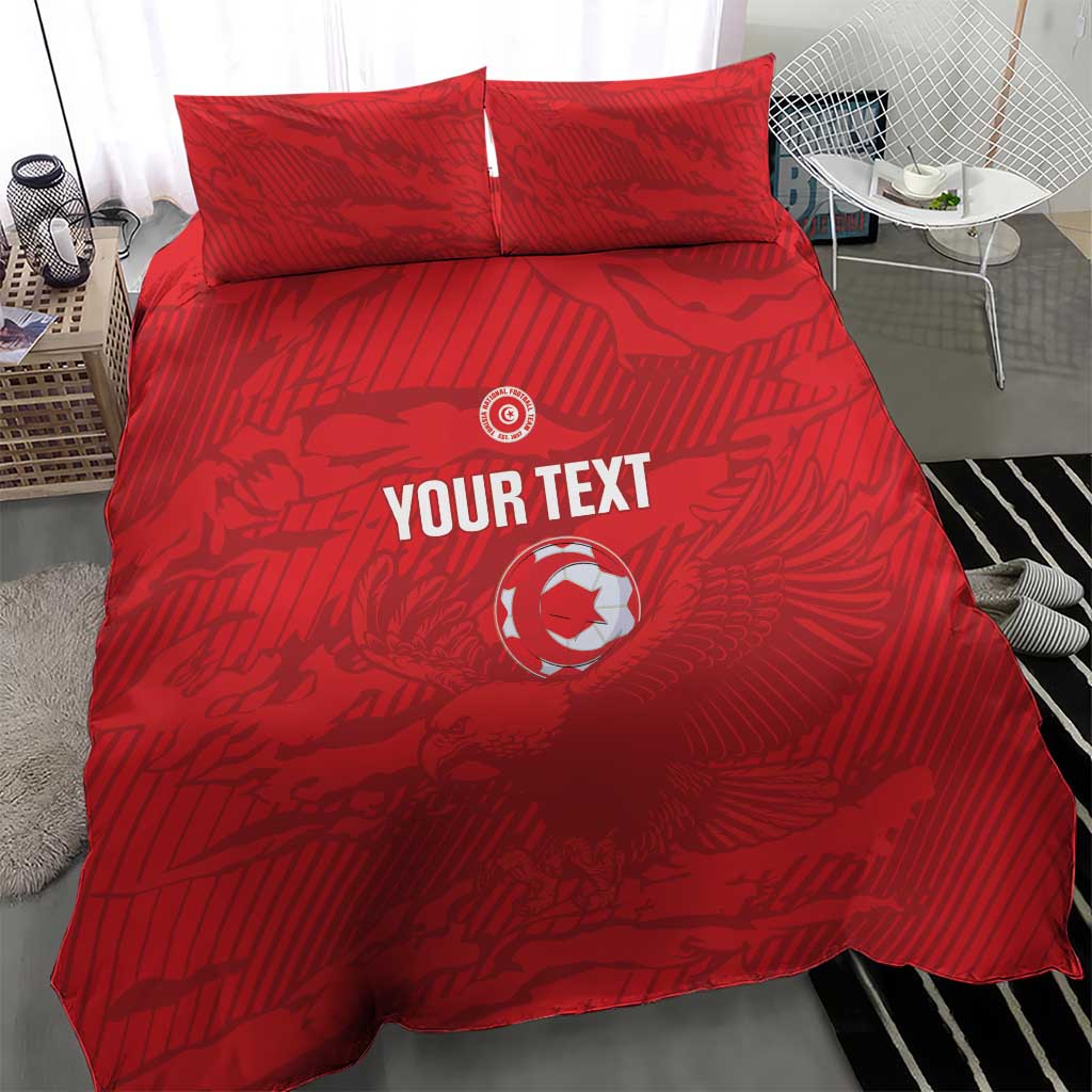 Custom Tunisia Football Bedding Set 2026 Eagles of Carthage Red Grunge - African Pride