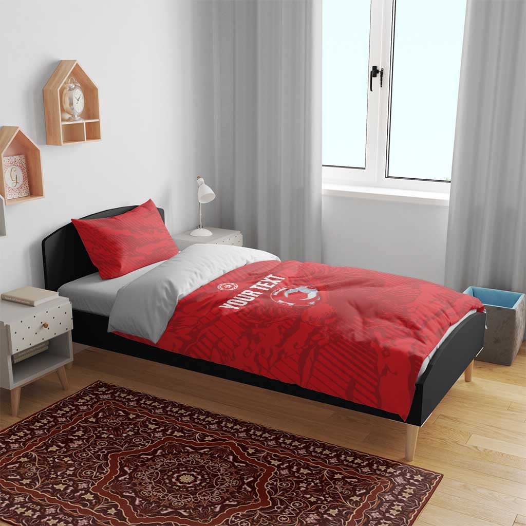 Custom Tunisia Football Bedding Set 2026 Eagles of Carthage Red Grunge - African Pride