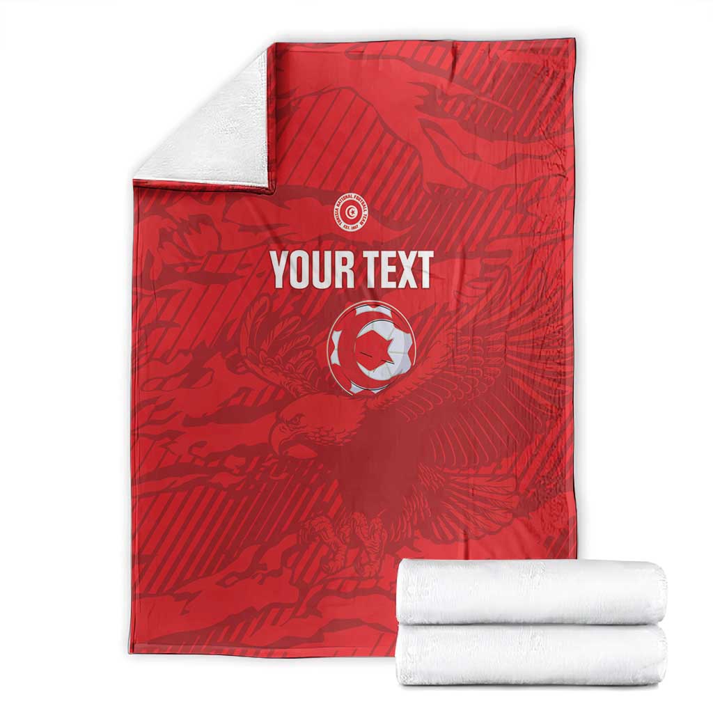Custom Tunisia Football Blanket 2026 Eagles of Carthage Red Grunge - African Pride