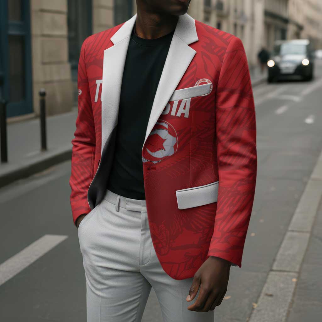 Custom Tunisia Football Blazer 2026 Eagles of Carthage Red Grunge - African Pride
