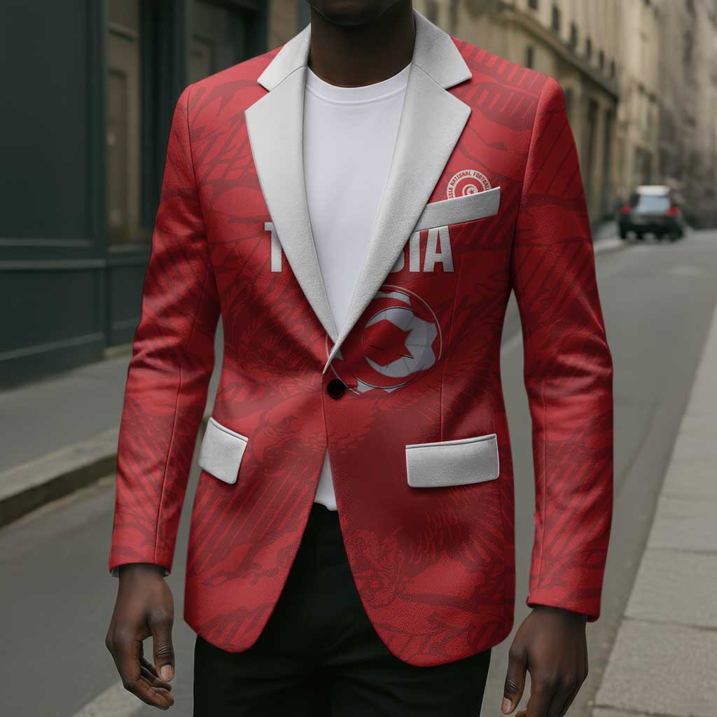 Custom Tunisia Football Blazer 2026 Eagles of Carthage Red Grunge - African Pride