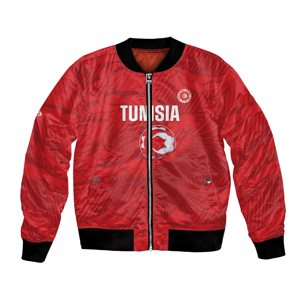Custom Tunisia Football Bomber Jacket 2026 Eagles of Carthage Red Grunge - African Pride