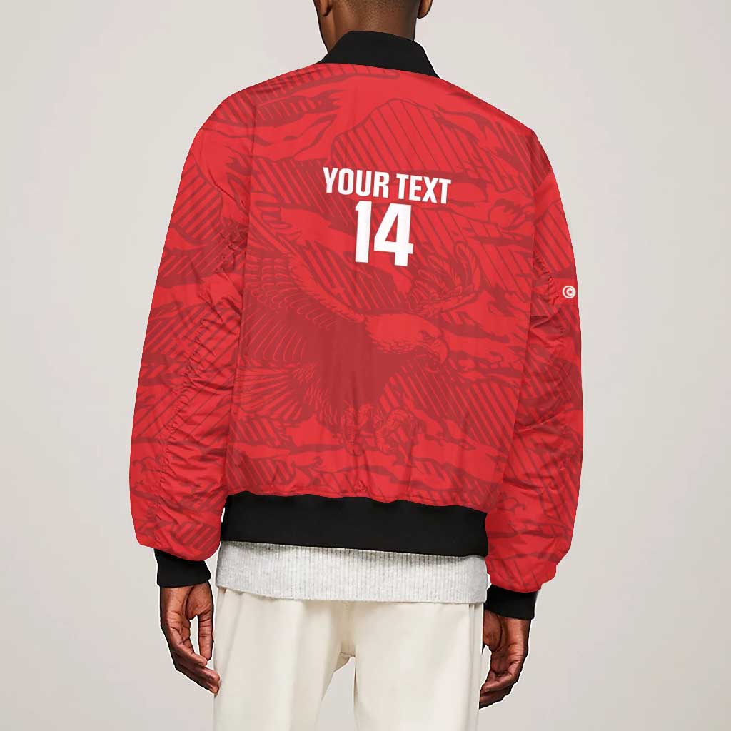 Custom Tunisia Football Bomber Jacket 2026 Eagles of Carthage Red Grunge - African Pride