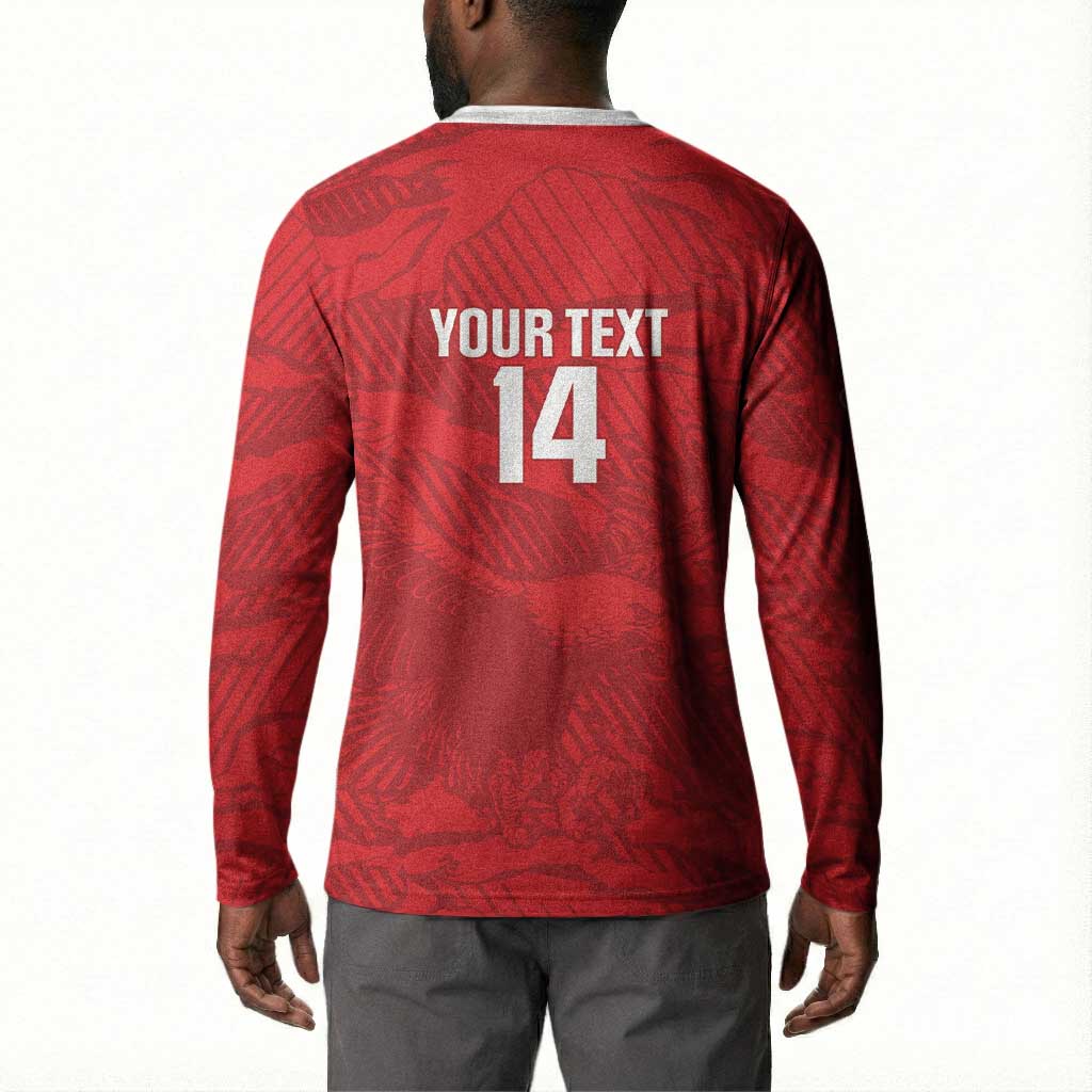 Custom Tunisia Football Button Sweatshirt 2026 Eagles of Carthage Red Grunge