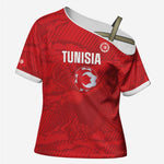 Custom Tunisia Football Cross Shoulder Shirt 2026 Eagles of Carthage Red Grunge - African Pride