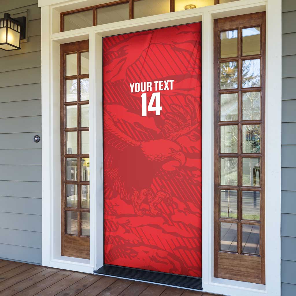 Custom Tunisia Football Door Cover 2026 Eagles of Carthage Red Grunge - African Pride