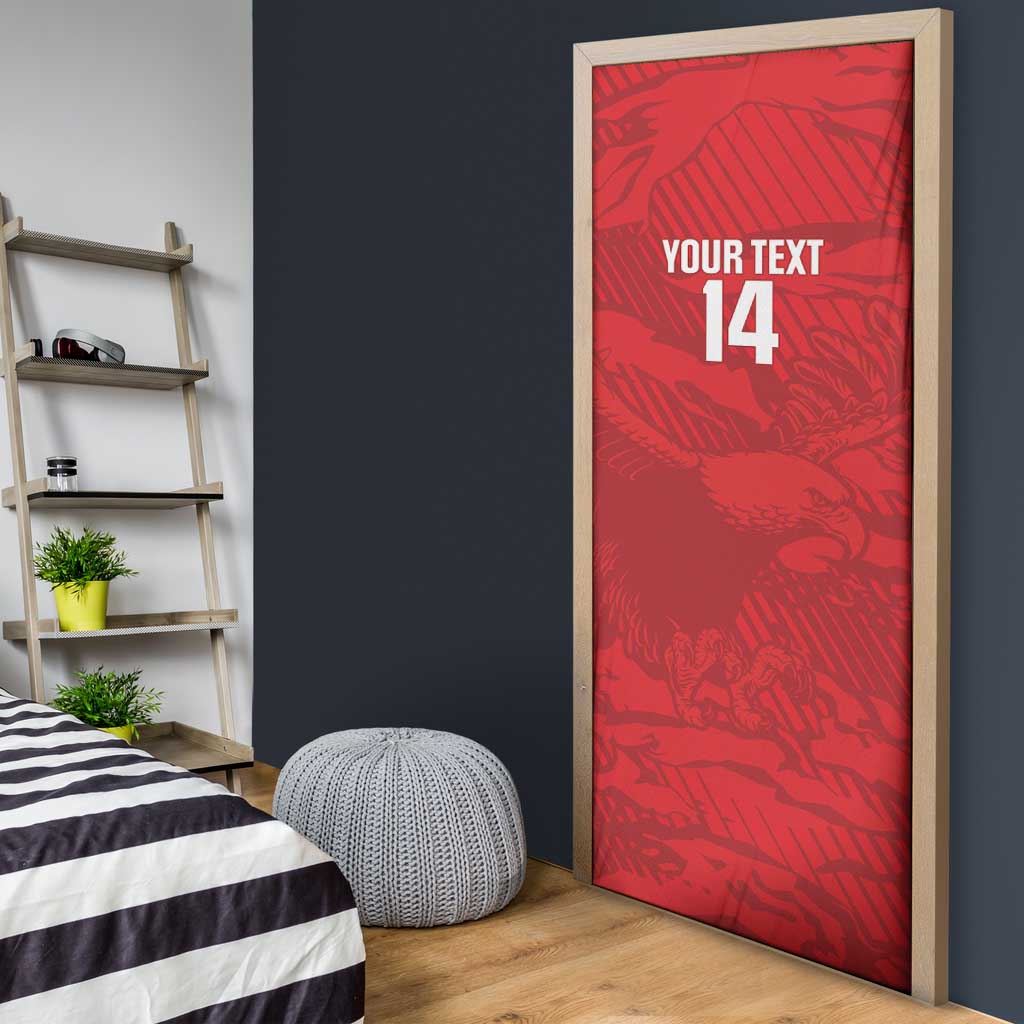 Custom Tunisia Football Door Cover 2026 Eagles of Carthage Red Grunge - African Pride
