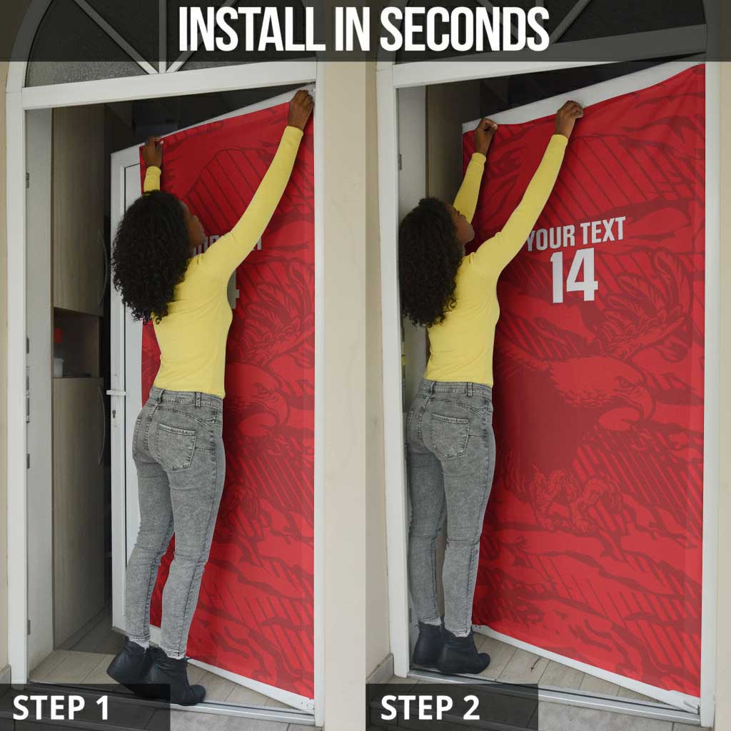 Custom Tunisia Football Door Cover 2026 Eagles of Carthage Red Grunge - African Pride