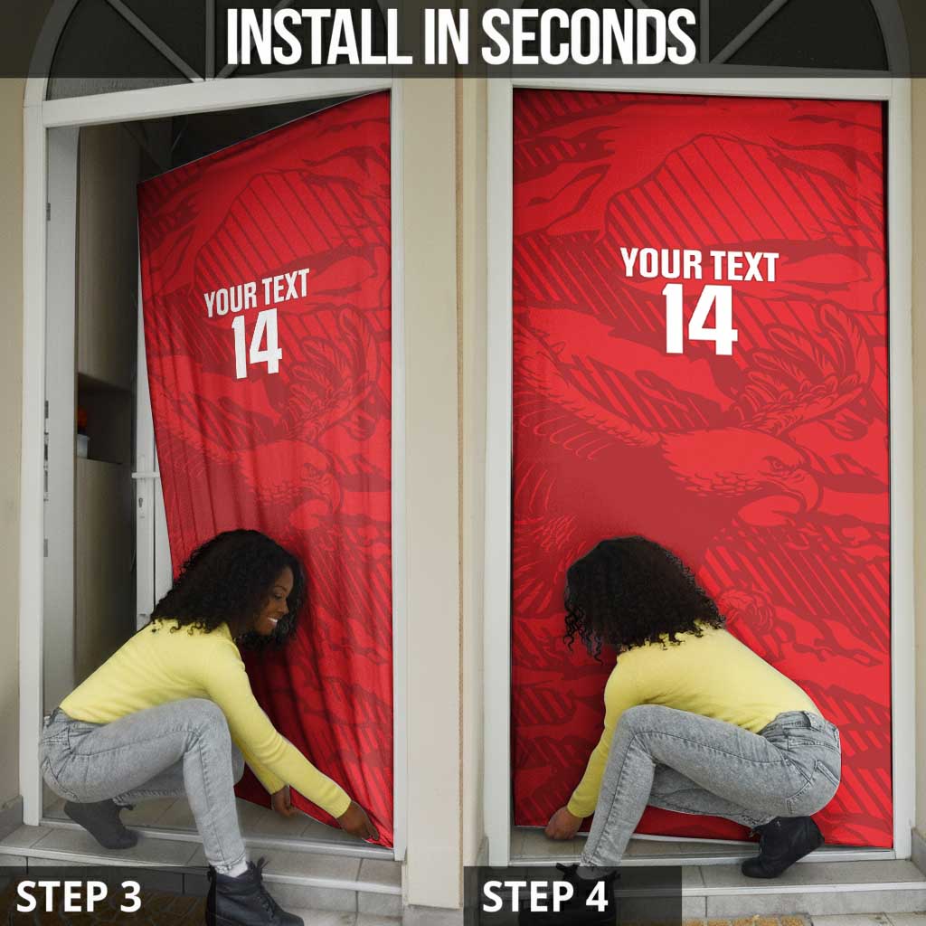 Custom Tunisia Football Door Cover 2026 Eagles of Carthage Red Grunge - African Pride