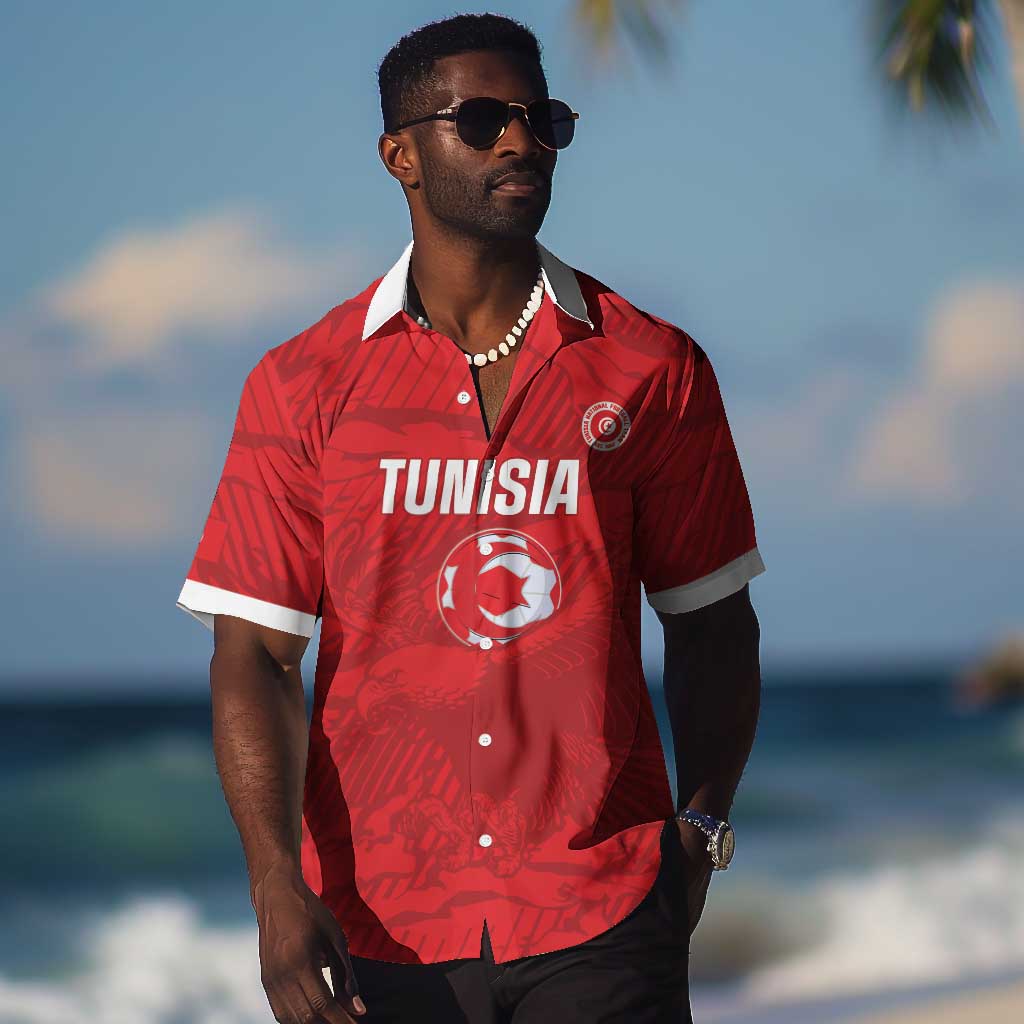 Custom Tunisia Football Hawaiian Shirt 2026 Eagles of Carthage Red Grunge LT14