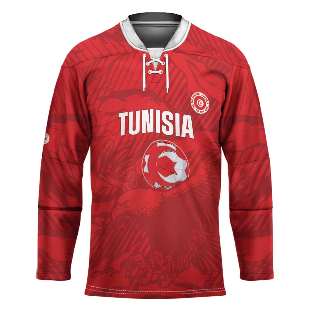 Custom Tunisia Football Hockey Jersey 2026 Eagles of Carthage Red Grunge - African Pride