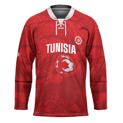 Custom Tunisia Football Hockey Jersey 2026 Eagles of Carthage Red Grunge - African Pride