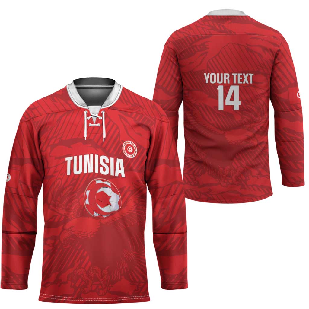 Custom Tunisia Football Hockey Jersey 2026 Eagles of Carthage Red Grunge - African Pride