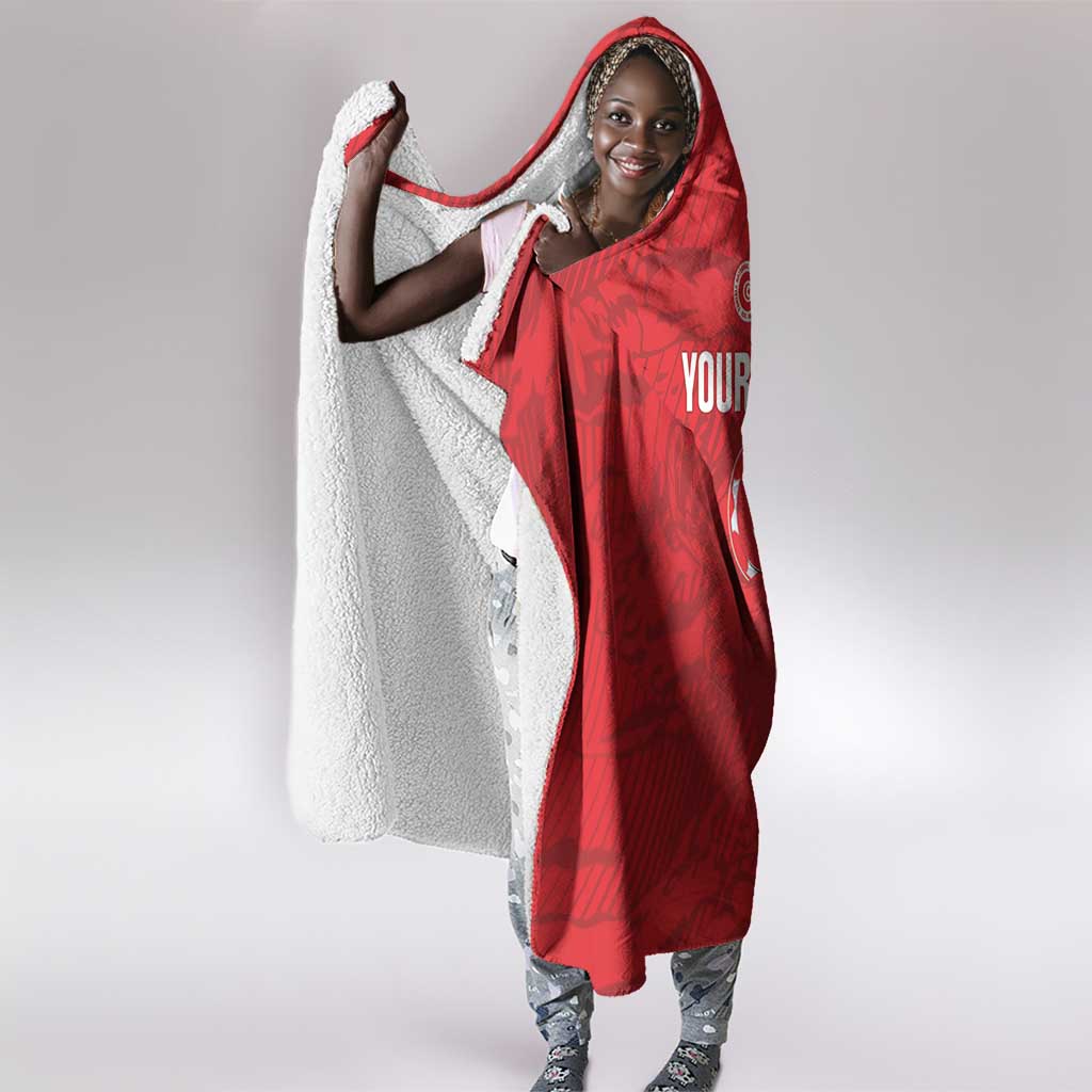 Custom Tunisia Football Hooded Blanket 2026 Eagles of Carthage Red Grunge - African Pride