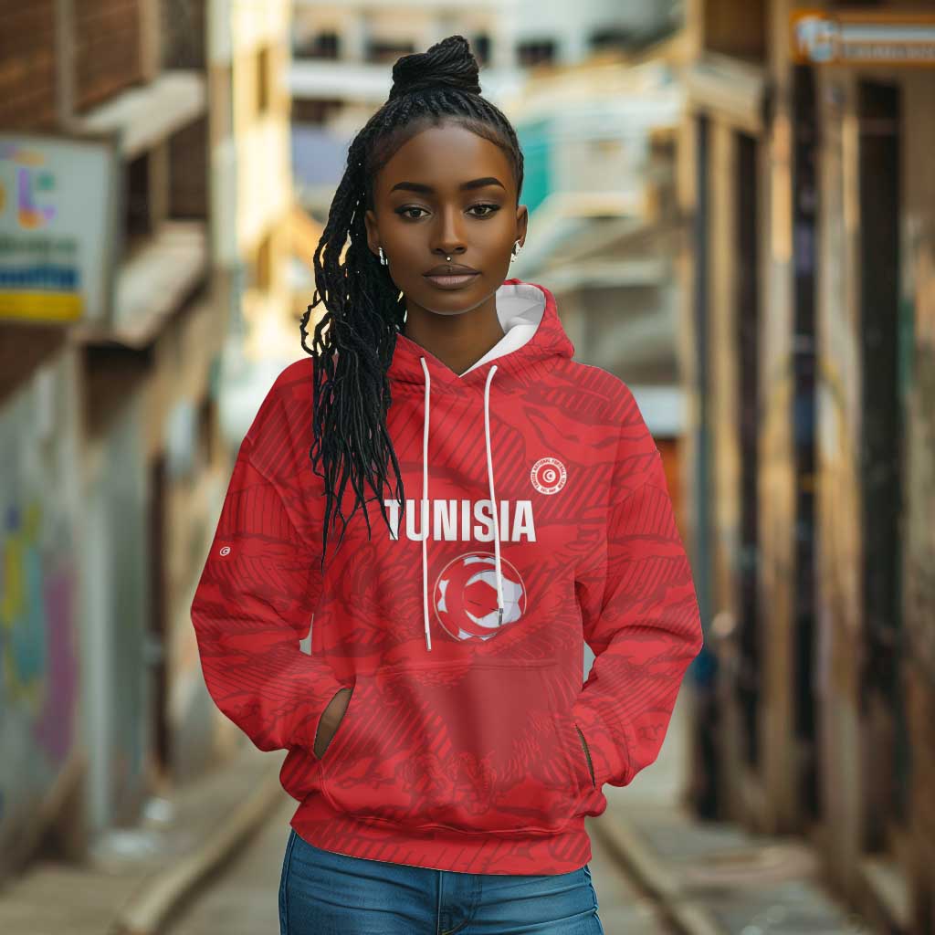 Custom Tunisia Football Hoodie 2026 Eagles of Carthage Red Grunge - African Pride