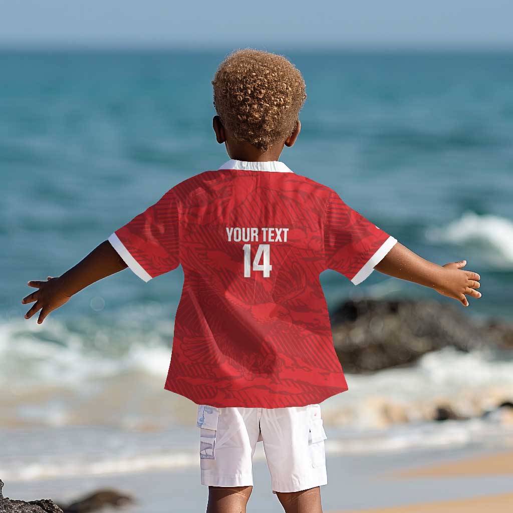 Custom Tunisia Football Kid Hawaiian Shirt 2026 Eagles of Carthage Red Grunge LT14