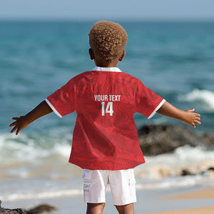 Custom Tunisia Football Kid Hawaiian Shirt 2026 Eagles of Carthage Red Grunge - African Pride