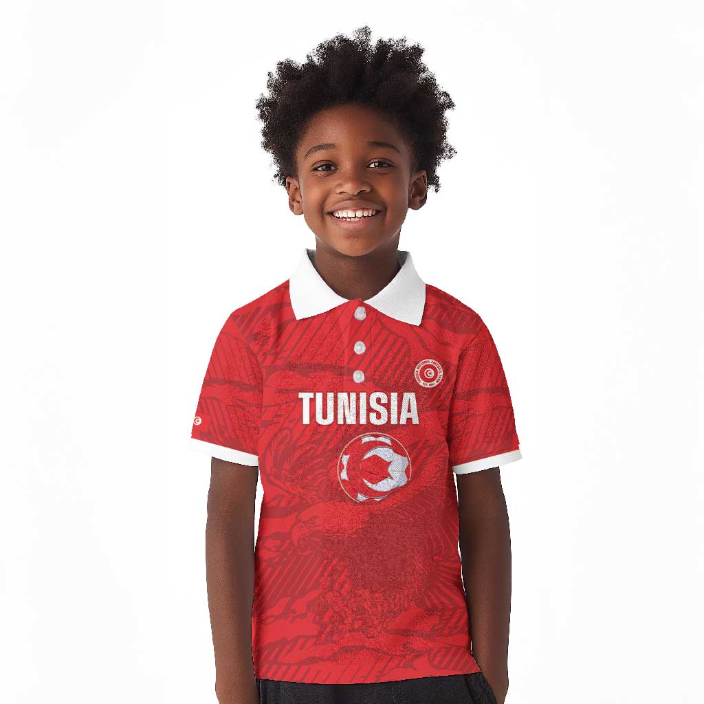 Custom Tunisia Football Kid Polo Shirt 2026 Eagles of Carthage Red Grunge - African Pride