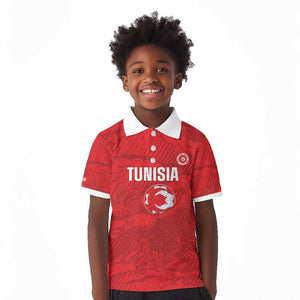 Custom Tunisia Football Kid Polo Shirt 2026 Eagles of Carthage Red Grunge - African Pride