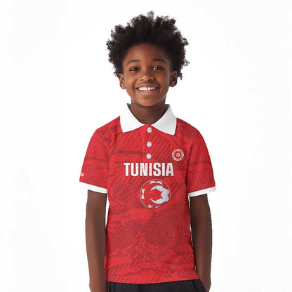Custom Tunisia Football Kid Polo Shirt 2026 Eagles of Carthage Red Grunge - African Pride