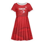 Custom Tunisia Football Kid Short Sleeve Dress 2026 Eagles of Carthage Red Grunge LT14