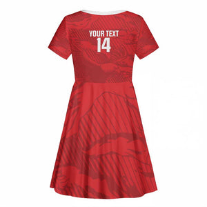 Custom Tunisia Football Kid Short Sleeve Dress 2026 Eagles of Carthage Red Grunge - African Pride
